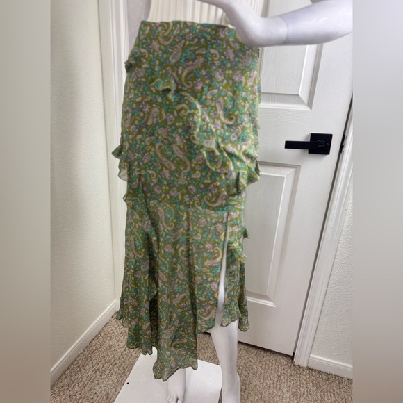 Veronica Beard Fern Paisley Eleonora Ruffle Midi Skir Size 2 - Picture 7 of 11